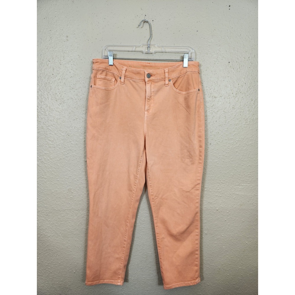 Chico's So Slimming Girlfriend Slim Cropped Pants Peach Casual Comfort Size 10